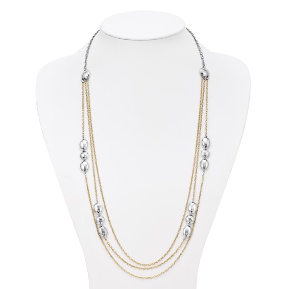 Leslie's Sterling Silver Polished Gold-tone Flash 24k-Plated Multistrand Fancy Necklace