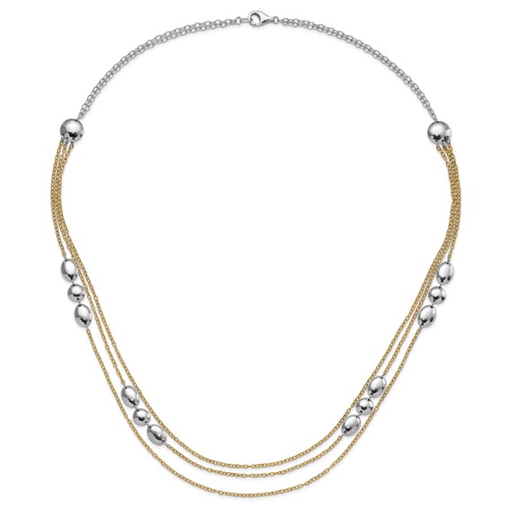 Leslie's Sterling Silver Polished Gold-tone Flash 24k-Plated Multistrand Fancy Necklace