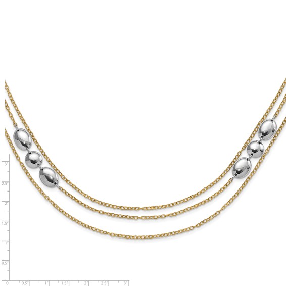 Leslie's Sterling Silver Polished Gold-tone Flash 24k-Plated Multistrand Fancy Necklace