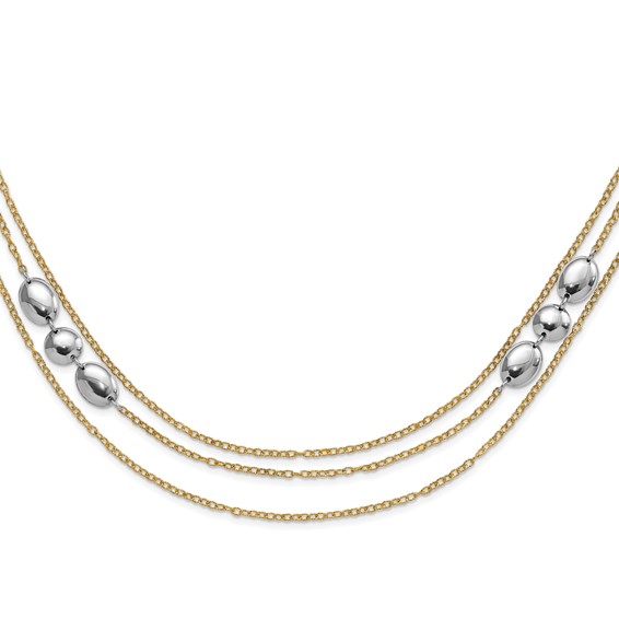 Leslie's Sterling Silver Polished Gold-tone Flash 24k-Plated Multistrand Fancy Necklace
