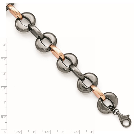 Leslie's Sterling Silver Ruthenium/Rose-tone Flash 24k Plated Bracelet