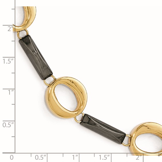 Leslie's Sterling Silver Ruthenium/Gold-tone Flash 24k Plated Bracelet