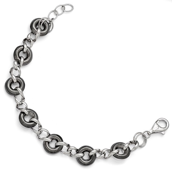 Leslie's Sterling Silver Ruthenium-plated Polished Link Bracelet