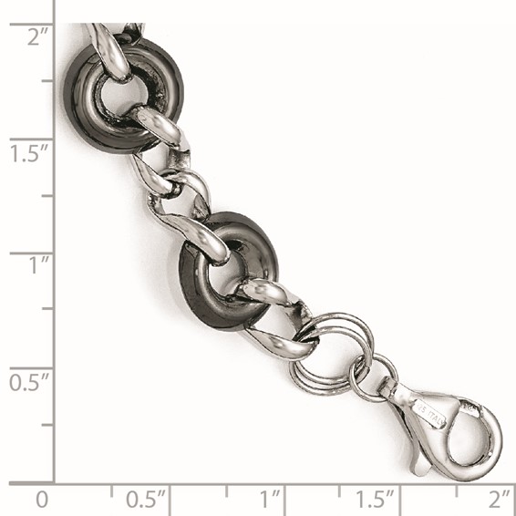 Leslie's Sterling Silver Ruthenium-plated Polished Link Bracelet