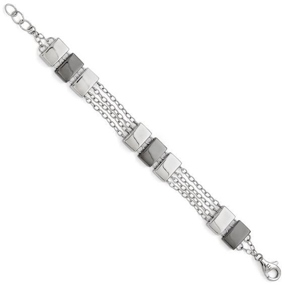 Leslie's Sterling Silver Ruthenium-plated Polished Bracelet