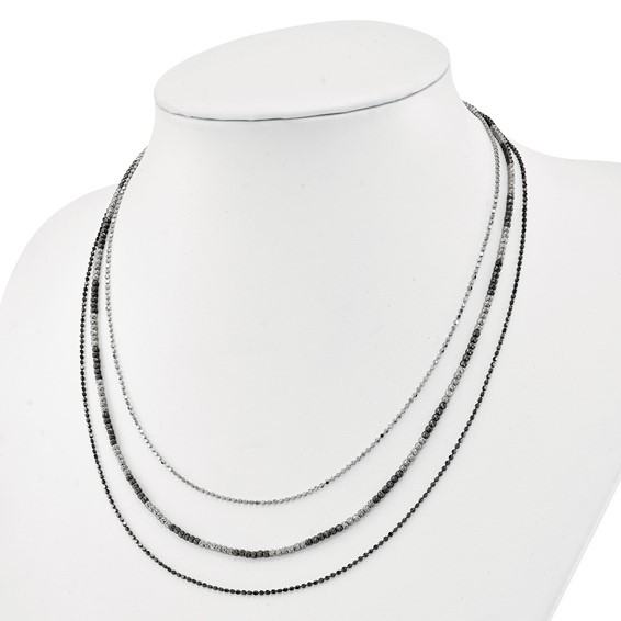 Leslie's Sterling Silver Ruthenium-plated Diamond-cut Multistrand w/2in ext Necklace