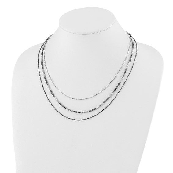 Leslie's Sterling Silver Ruthenium-plated Diamond-cut Multistrand w/2in ext Necklace