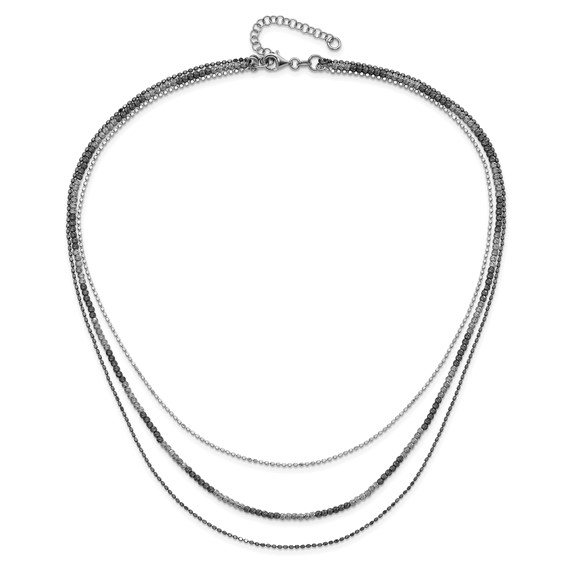 Leslie's Sterling Silver Ruthenium-plated Diamond-cut Multistrand w/2in ext Necklace