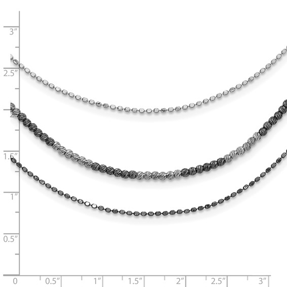Leslie's Sterling Silver Ruthenium-plated Diamond-cut Multistrand w/2in ext Necklace