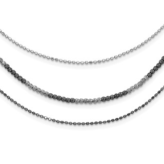 Leslie's Sterling Silver Ruthenium-plated Diamond-cut Multistrand w/2in ext Necklace