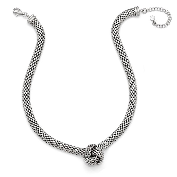 Leslie's Sterling Silver Ruthenium-plated Necklace w/2in ext