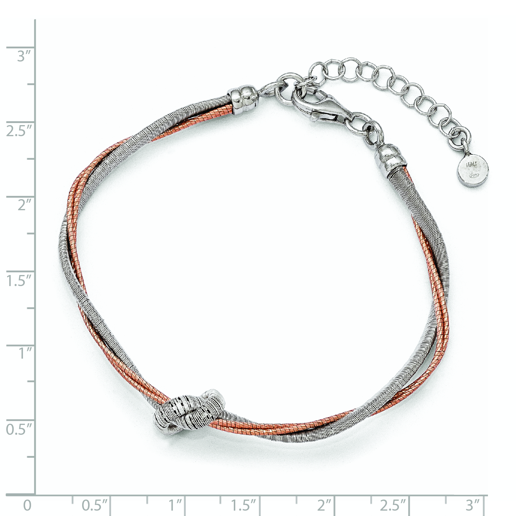 Silver Rose Gold-plated 7.5in/1in Ext Bracelet QLF442 product image view 2