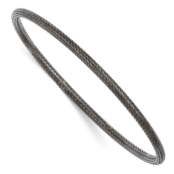 Leslie's Sterling Silver Ruthenium-plated Textured Bangle