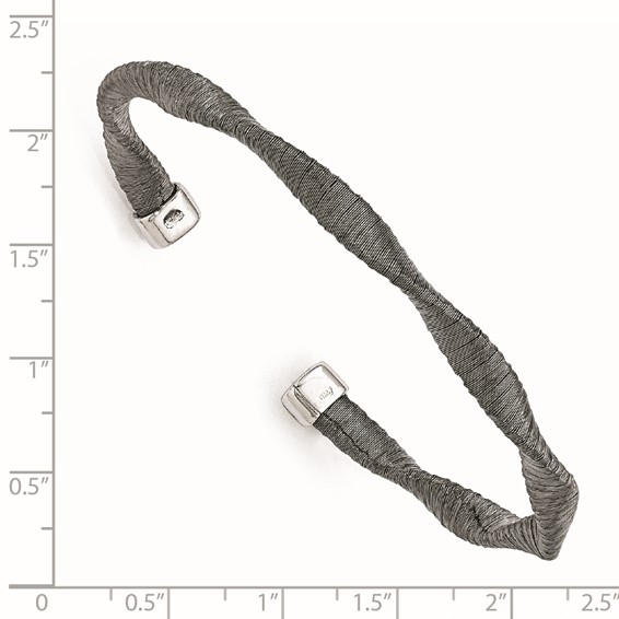 Leslie's Sterling Silver Black Rhodium-plated Textured Twisted Bracelet