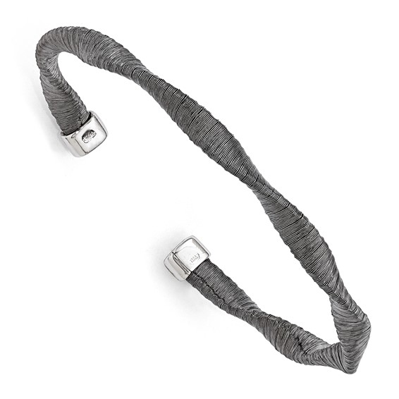 Leslie's Sterling Silver Black Rhodium-plated Textured Twisted Bracelet