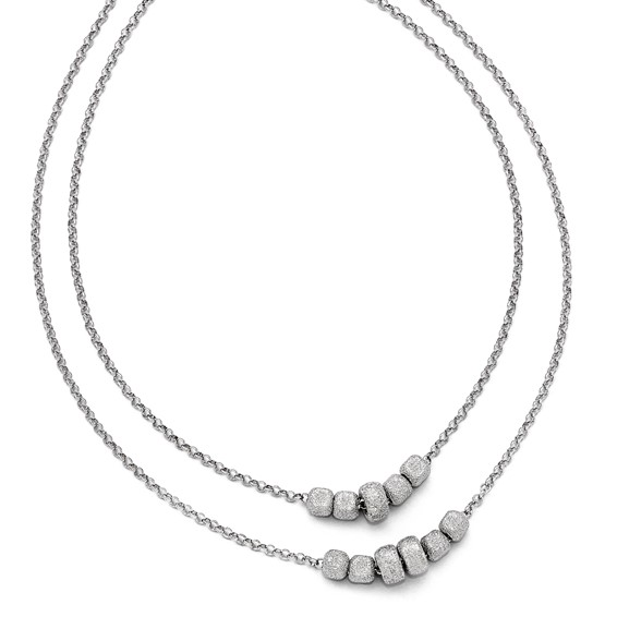 Leslie's Sterling Silver Diamond Cut Beaded Two Strand Necklace