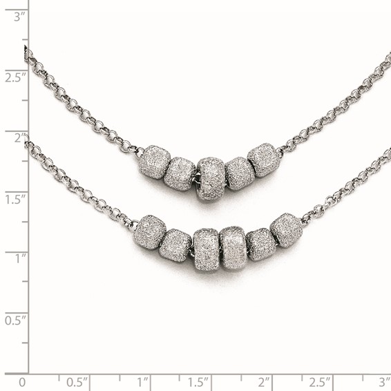 Leslie's Sterling Silver Diamond Cut Beaded Two Strand Necklace