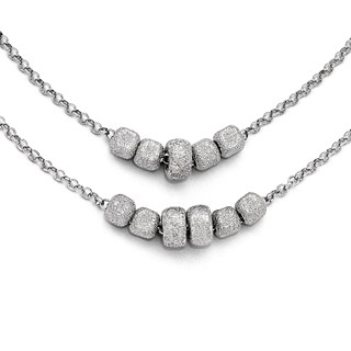 Leslie's Sterling Silver Diamond Cut Beaded Two Strand Necklace