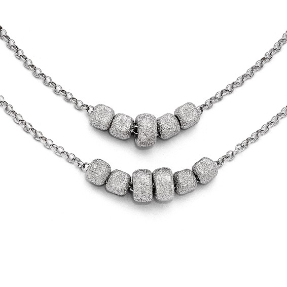 Leslie's Sterling Silver Diamond Cut Beaded Two Strand Necklace