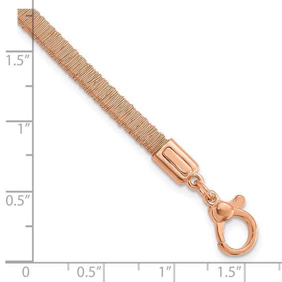 Leslie's Sterling Silver Rose Gold-plated Polished Wire Wrapped w/1in ext Bracelet