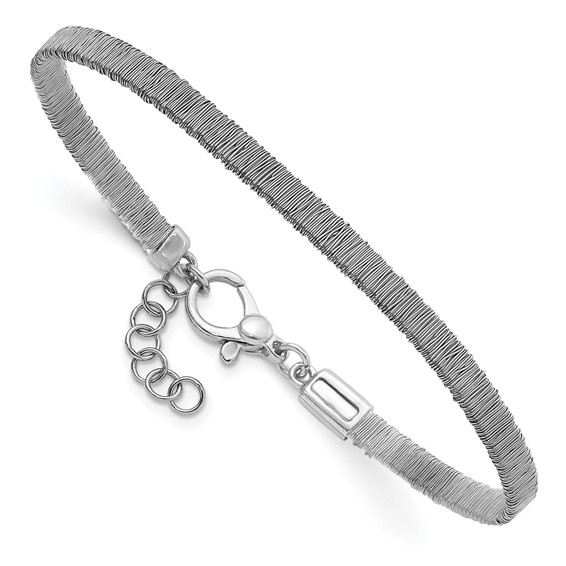Leslie's Sterling Silver Polished Wire Wrapped w/1in ext Bracelet