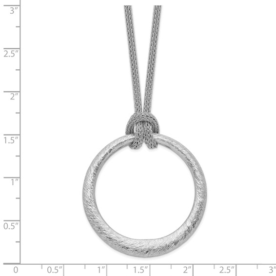Leslie's Sterling Silver RH-plated Textured Circle Pendant Necklace