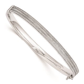 Leslie's Sterling Silver Glimmer Infused Hinged Bangle Bracelet