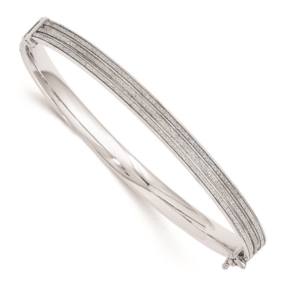 Leslie's Sterling Silver Glimmer Infused Hinged Bangle Bracelet