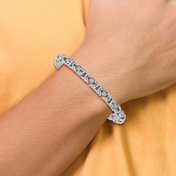 Leslie's Sterling Silver Rhodium-plated Polished Link Bracelet