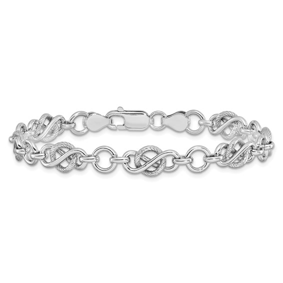 Leslie's Sterling Silver Rhodium-plated Polished/Textured Bracelet