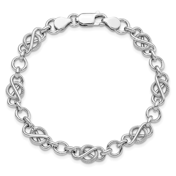 Leslie's Sterling Silver Rhodium-plated Polished/Textured Bracelet