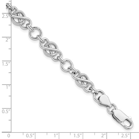 Leslie's Sterling Silver Rhodium-plated Polished/Textured Bracelet