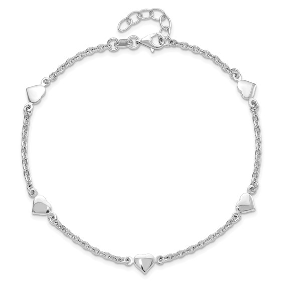 Leslie's Sterling Silver Heart Station Anklets