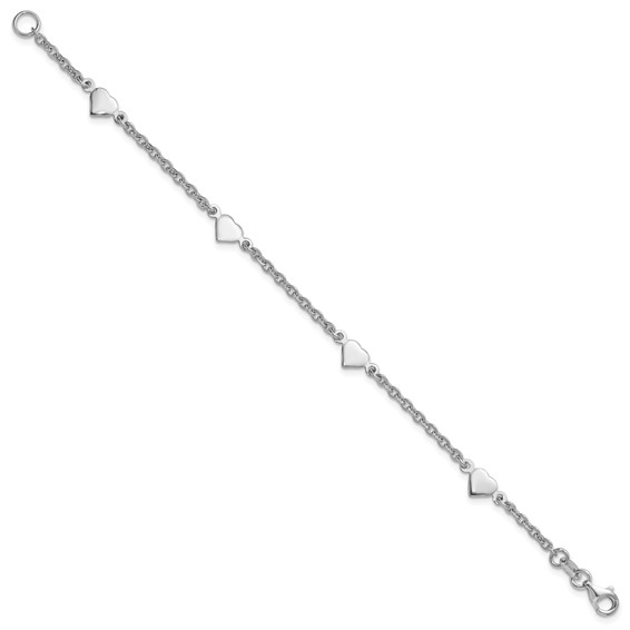 Leslie's Sterling Silver RH-plated Polished Heart Bracelet