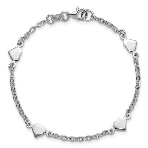 Leslie's Sterling Silver RH-plated Polished Heart Bracelet