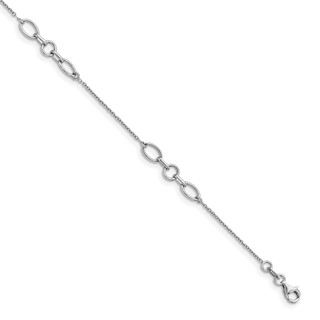 Leslie's Sterling Silver Rhodium-plated Link 9 inch Plus 0.5 inch Extender - Total 9.5 inch Anklet