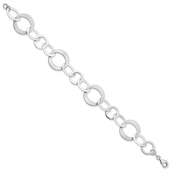 Leslie's Sterling Silver Rhodium-plated Polished and Brushed Link Bracelet