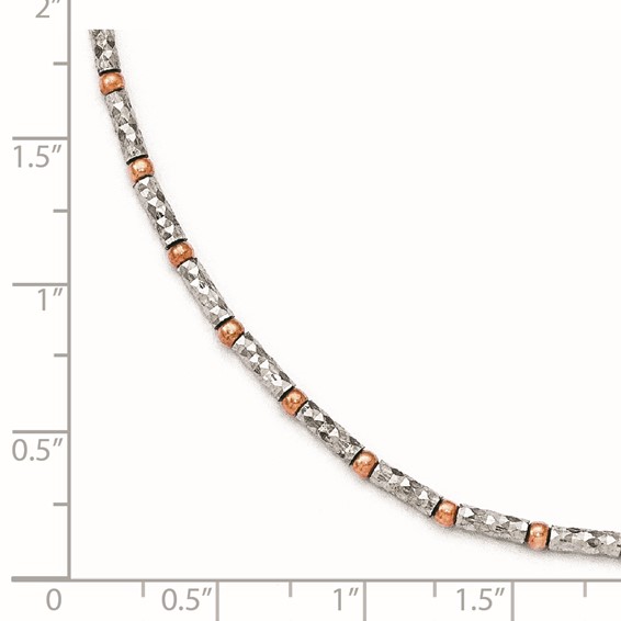 Leslie's Sterling Silver Rose Flash-plated Beaded  9 inch Plus 1 inch Extender - Total 10 inch Anklet