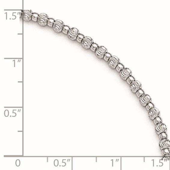 Leslie's Sterling Silver Rhodium-plated Beaded 9 inch Plus 1 inch Extender - Total 10 inch Anklet