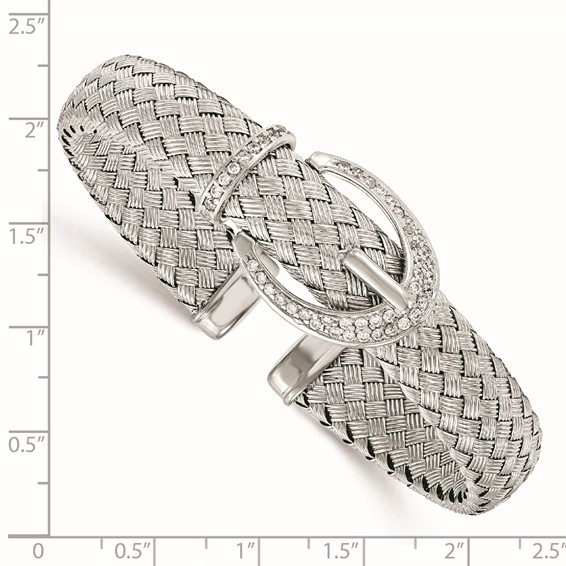 Leslie's Sterling Silver CZ Woven Flexible Cuff Bangle