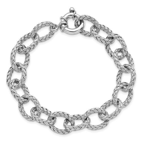 Leslie's Sterling Silver RH-plated Woven Link Bracelet