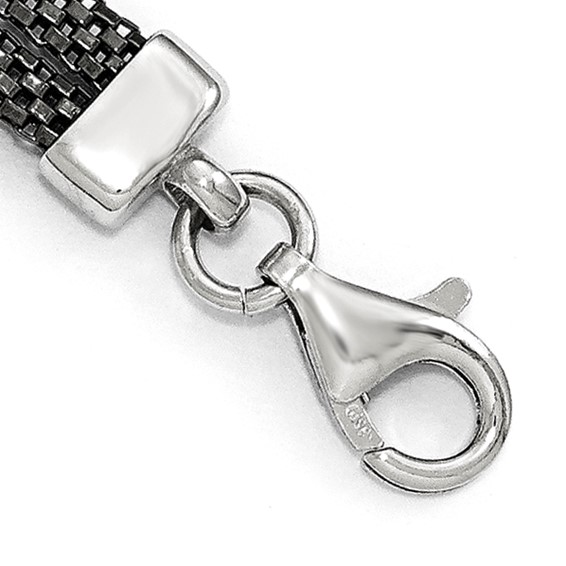 Leslie's Sterling Silver Blk-plated Crystal Bracelet w/1in ext.