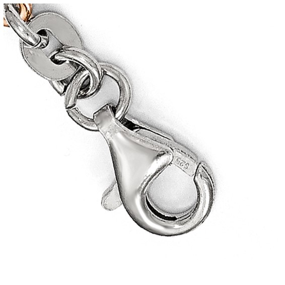 Leslie's Sterling Silver w/Rose-tone Cross w/1.5in ext. w/Cross Bracelet