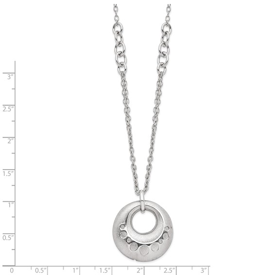 Leslie's Sterling Silver Scratch-finish Circle w/1in ext. Necklace