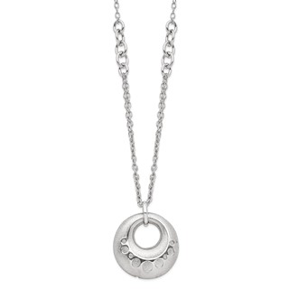 Leslie's Sterling Silver Scratch-finish Circle w/1in ext. Necklace
