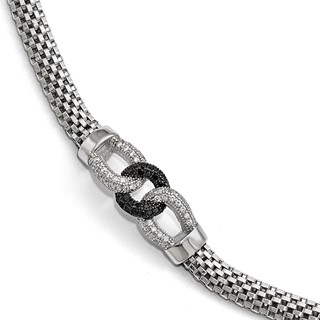 Leslie's Sterling Silver Black and White CZ with 1.5 ext. Bracelet