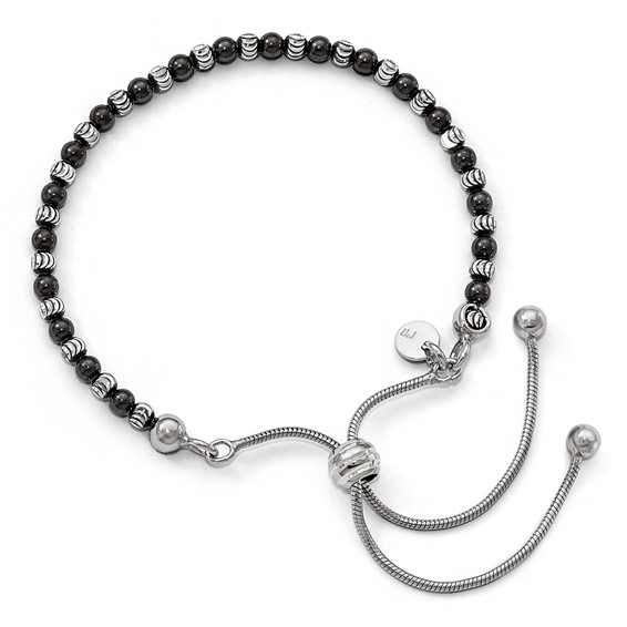 Leslie's Sterling Silver Ruthenium-plated D/C Adjustable Bracelet