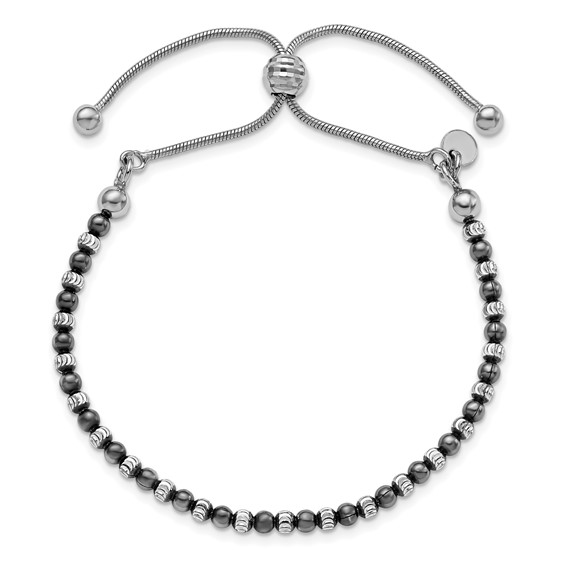 Leslie's Sterling Silver Ruthenium-plated D/C Adjustable Bracelet