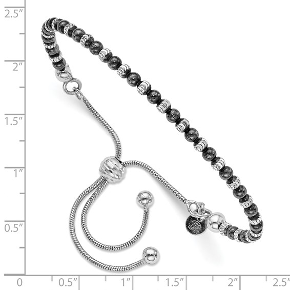 Leslie's Sterling Silver Ruthenium-plated D/C Adjustable Bracelet