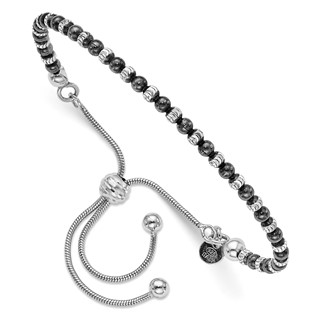 Leslie's Sterling Silver Ruthenium-plated D/C Adjustable Bracelet